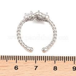 Brass Micro Pave Cubic Zirconia Cuff Open Rings for Women&nbsp;RJEW-C153-04P