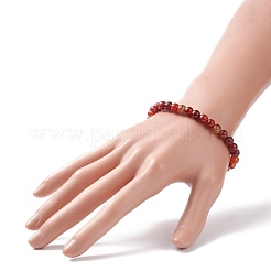 Natural Agate Round Beaded Stretch Bracelet&nbsp;BJEW-JB08614-02