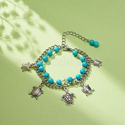 Synthetic Turquoise Beads Multi-strand Bracelets&nbsp;BJEW-JB08753