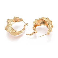 Twist Brass Hoop Earrings&nbsp;EJEW-T047-104G