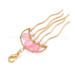 201 Stainless Steel & Synthetic Moonstone Beaded Pendants Decoration&nbsp;HJEW-JM05048-02