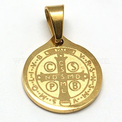 304 Stainless Steel Flat Round with San Benito Pendants&nbsp;STAS-D034-02