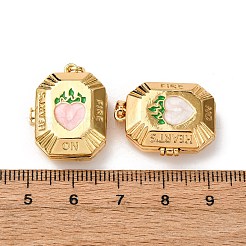 Brass Enamel Locket Pendants&nbsp;KK-K305-03G