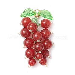 3Pcs 3 Styles Natural Amethyst & Carnelian & Yellow Jade & Glass Seed Beaded Grape Pendants&nbsp;PALLOY-MZ00872