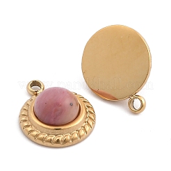 Natural Rhodonite Half Round Charms&nbsp;STAS-L022-399G-05
