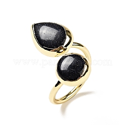 Synthetic Blue Goldstone Teardrop Open Cuff Ring&nbsp;G-D468-11LG-02