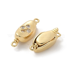 Brass Micro Pave Clear Cubic Zirconia Box Clasps&nbsp;KK-Z083-06G