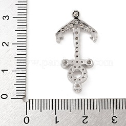 Rack Plating Brass Micro Pave Clear Cubic Zirconia Slide Charms&nbsp;KK-A234-015P