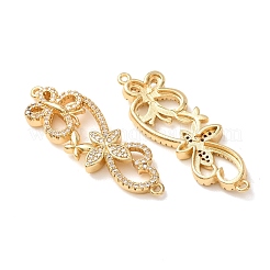 Brass Micro Pave Clear Cubic Zirconia Connector Charms&nbsp;CU-CBA4579-01G-A