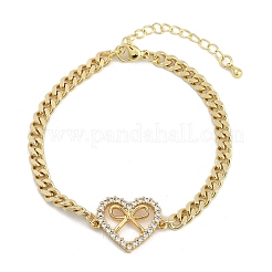 Brass Micro Pave Clear Cubic Zirconia Link Bracelets&nbsp;BJEW-M050-05G-01