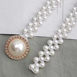 Alloy Crystal Rhinestone & Plastic Imitation Pearl Beaded Waist Belly Chains for Women&nbsp;FS-WG4F3BE-01