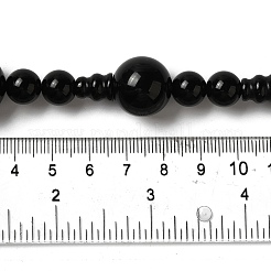 Dyed & Heated Natural Black Agate 3-Hole Guru Bead Strands&nbsp;G-K149-53