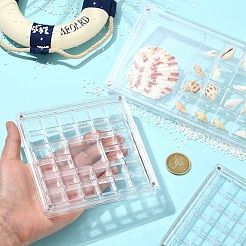3Pcs 3 Styles Transparent Acrylic Grided Storage Boxes with Magnetic Lid for Loose Shell Beads&nbsp;CON-YW0001-99