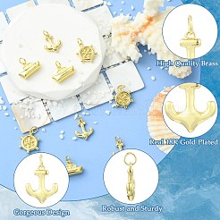 9Pcs 3 Styles Helm & Ship Charms Brass Pendants&nbsp;KK-CJ0005-75