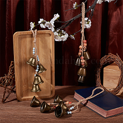 3Pcs Porcelain & Iron Bell Pendant Decoration&nbsp;HJEW-OC00090