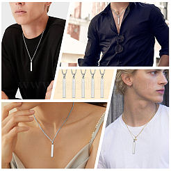 10Pcs 201 Stainless Steel Rectangle Pendant Necklace&nbsp;NJEW-CA0001-16