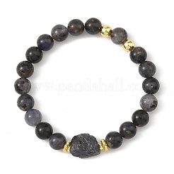 Natural Iolite and Brass Beaded Stretch Bracelets for Women&nbsp;BJEW-JB14446