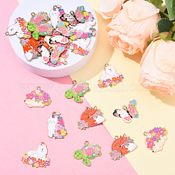 24Pcs 6 Styles Animal Flower Alloy Enamel Pendants&nbsp;ENAM-YW0005-47