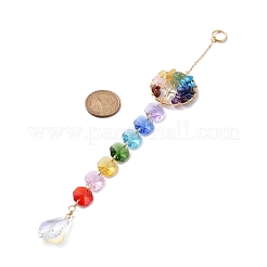 Natural & Synthetic Mixed Gemstone Tree with Glass Window Hanging Suncatchers&nbsp;HJEW-JM00853-02