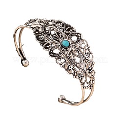 Flower Alloy with Synthetic Turquoise Cuff Bangles for Women&nbsp;FS-WGF47CA-01