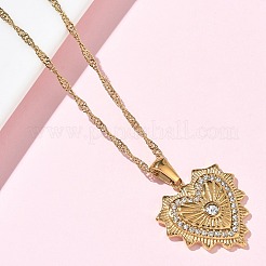 304 Stainless Steel Rhinestone Pendant Necklaces for Women&nbsp;NJEW-B150-01G-02