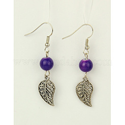 Dangle Leaf Earrings&nbsp;EJEW-JE00177-M