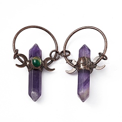 Natural Amethyst Double Terminal Pointed Big Pendants&nbsp;G-D483-01AB