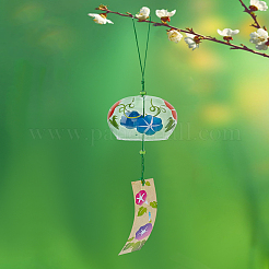1Pc Japanese Sakura Glass Wind Chimes&nbsp;AJEW-LP0010-22A