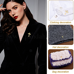 4Pcs Cross Stainless Steel Lapel Pin Back Brooches for Backpack Clothes&nbsp;JEWB-GA0001-53G