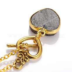 Valentine's Day Heart Electroplate Natural Druzy Crystal Lariat Necklaces&nbsp;NJEW-JN01143