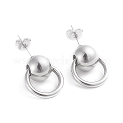 Tarnish Resistant 304 Stainless Steel Dangle Stud Earrings&nbsp;EJEW-F246-01P