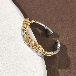 Brass Micro Pave Clear Cubic Zirconia Cuff Rings&nbsp;RJEW-G364-01GP-03
