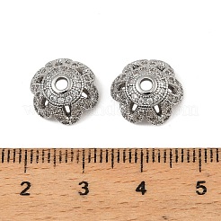 Brass Micro Pave Clear Cubic Zirconia Bead Caps&nbsp;KK-K374-25P