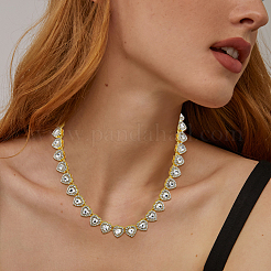 1Pc Heart Zinc Alloy Crystal Rhinestone Cup Chain Tennis Necklaces for Women&nbsp;NJEW-SP0001-06G