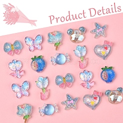 20Pcs 10 Styles Flower Transparent Epoxy Resin Decoden Cabochons&nbsp;RESI-FS0001-94