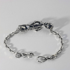 Vintage Alloy Ruby Rhinestone Rose Flower Link Bracelets&nbsp;WGBBDAC-01