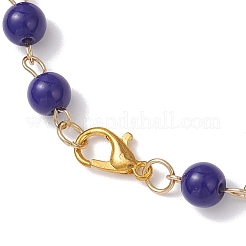 Blue Round Glass Rosary Bead Necklaces&nbsp;NJEW-JN05626