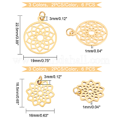 12Pcs 6 Style 304 Stainless Steel Pendants&nbsp;STAS-DC0003-14