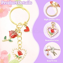 6Pcs 2 Colors Flower Alloy Enamel Keychain&nbsp;KEYC-YW00247