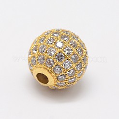 CZ Brass Micro Pave Cubic Zirconia Round Beads&nbsp;ZIRC-L017-03G