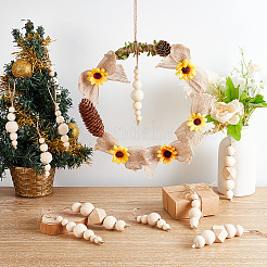 30Pcs 3 Style Christmas Round Wooden Beaded Pendant Decorations&nbsp;HJEW-GA0001-47