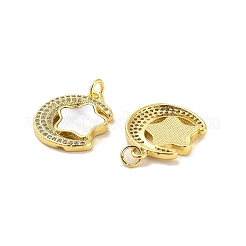 Brass Micro Pave Clear Cubic Zirconia Pendants&nbsp;KK-K365-16G
