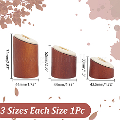 3Pcs 3 Sizes Wood & Microfiber Jewelry Ring Display Riser Stands&nbsp;RDIS-WH0006-32