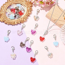 20Pcs Transparent Glass & ABS Plastic Pearl Butterfly Pendant Decorations&nbsp;HJEW-YW00269