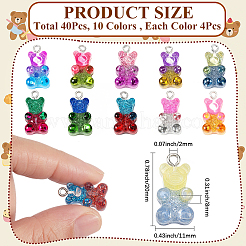 40Pcs 10 Colors Transparent Resin Pendants&nbsp;RESI-CP0001-11