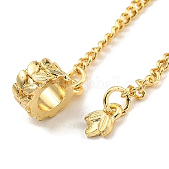 Rack Plating Alloy Leaf European Beads with Safety Chains&nbsp;FIND-B034-27G