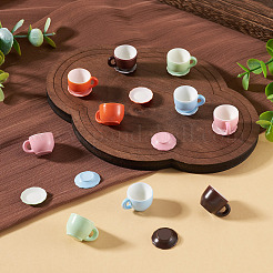 10 Sets 5 Colors Resin Tea Cups & Plates Miniature Ornaments&nbsp;DIY-TADJ0001-23