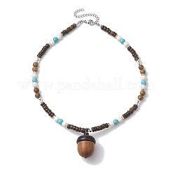 Natural Wenge Wood Pendant Necklaces&nbsp;NJEW-JN04791-02