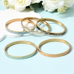 304 Stainless Steel Enamel Bangles&nbsp;BJEW-D408-32G