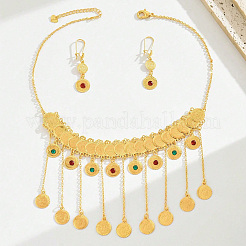 Fashion Elegant Brass Tassel Coin Necklace and Earring Set for Women&nbsp;ZD4516